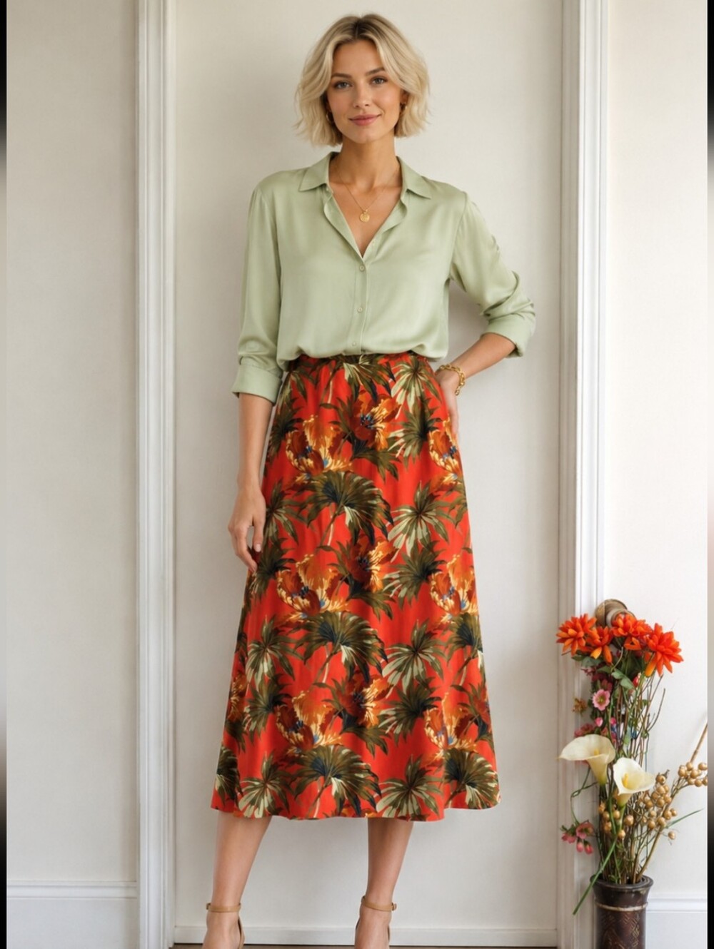 Korinna Weekend | Vintage 80s Floral Maxi Skirt | High-Waisted Size 18